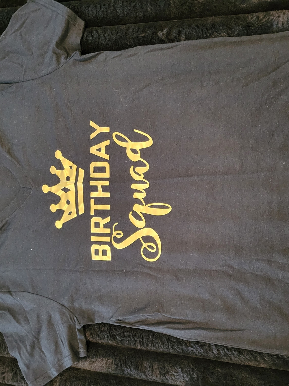 Birthday Squad Kids T-Shirt - Black with Gold Print